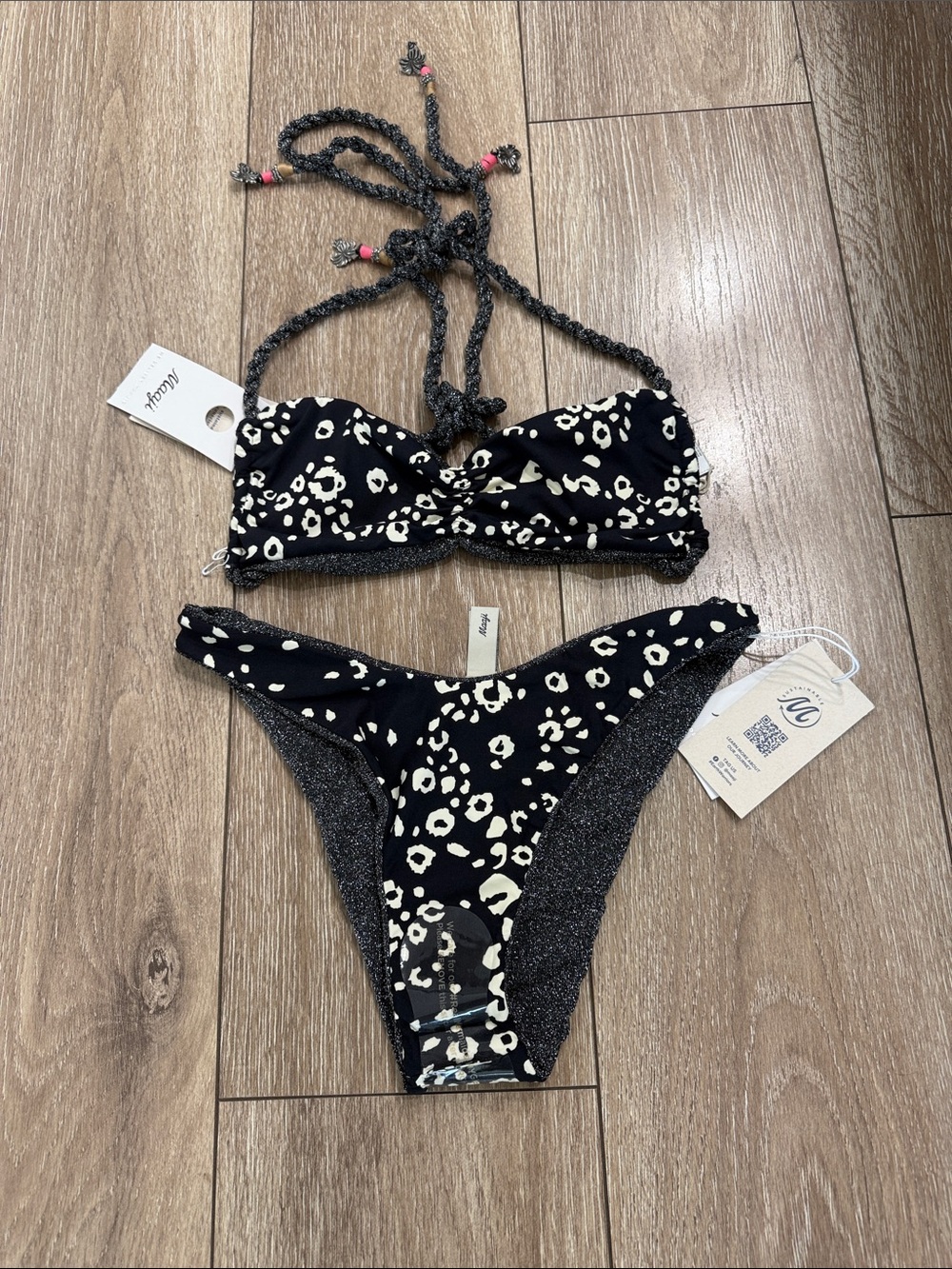 NWT Maaji Reversible Bikini Leopard/ Shimmer M
